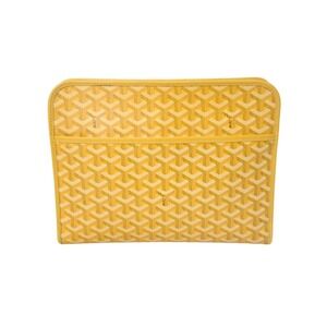 GOYARD Jouvance Pouch Clutch Bag Goyardine Canvas Calfskin Yellow